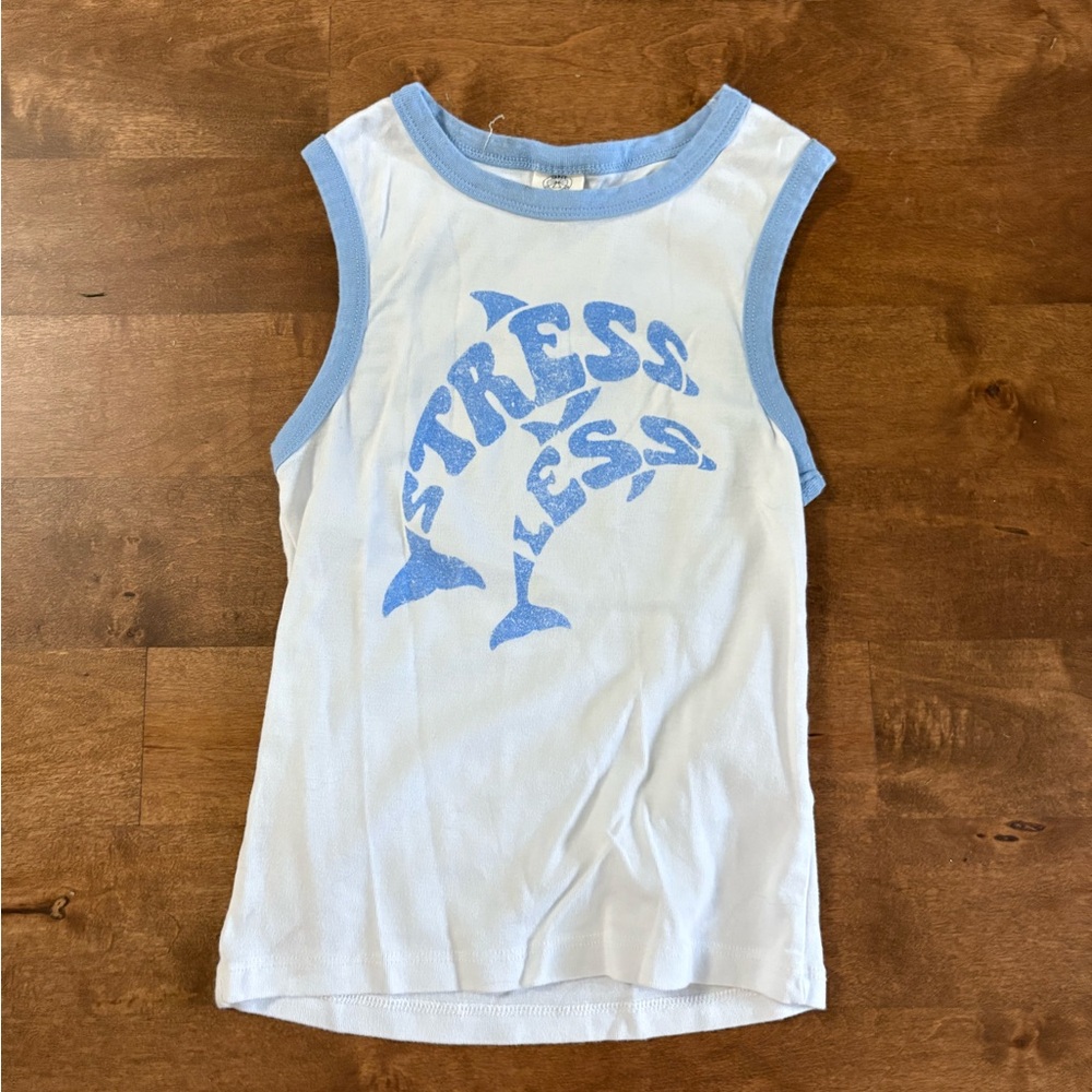 Urban Outfitters Blue and White Tank Top with Retro Graphic